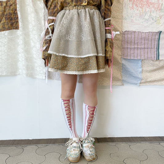 Layered mini Skirt / Brown / レイヤードミニスカート