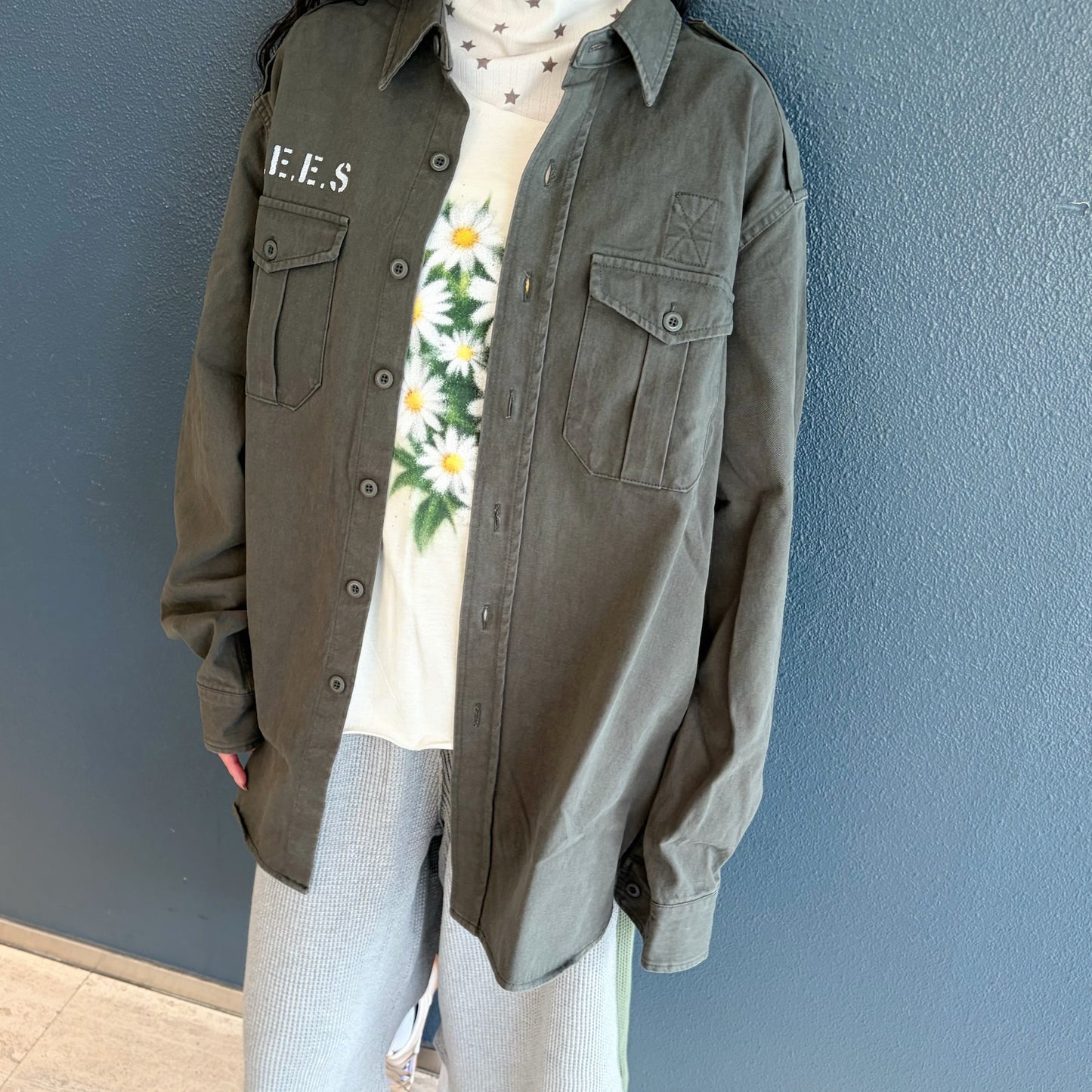 [F.E.E.S] boxy fatigue shirt / khaki / ボックスシャツ