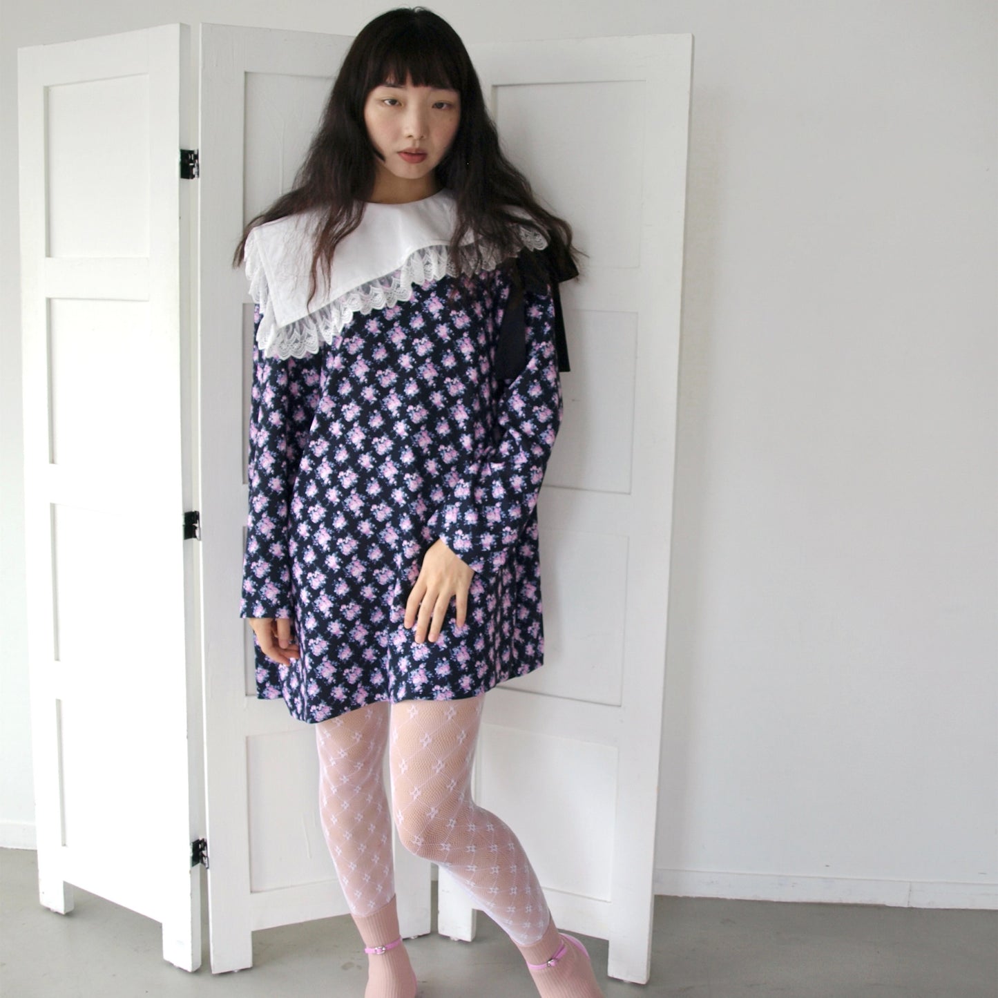 PIANO GIRL FLOWER / BLACK / レースカラードレス