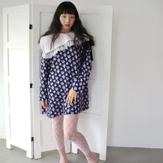 PIANO GIRL FLOWER / BLACK / レースカラードレス