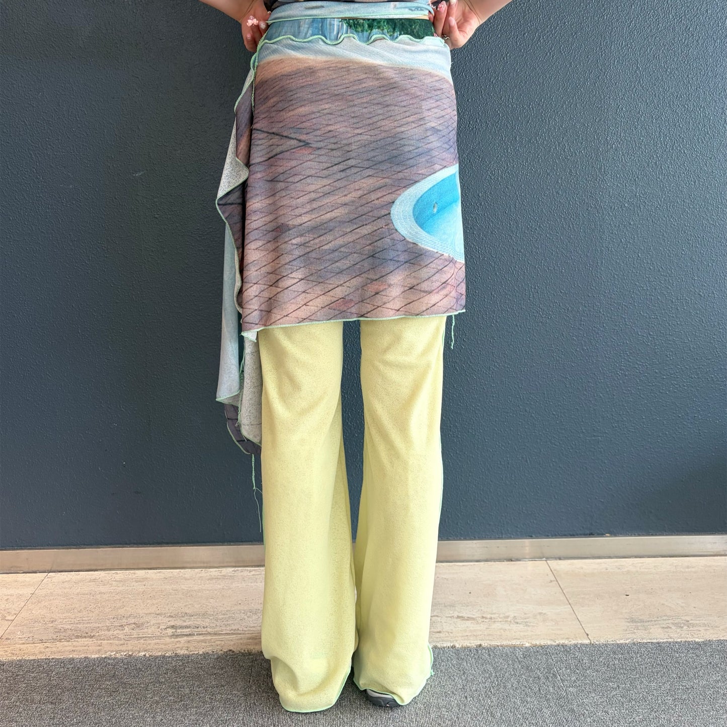 easy pants with skirt / pool / スカート付きイージーパンツ