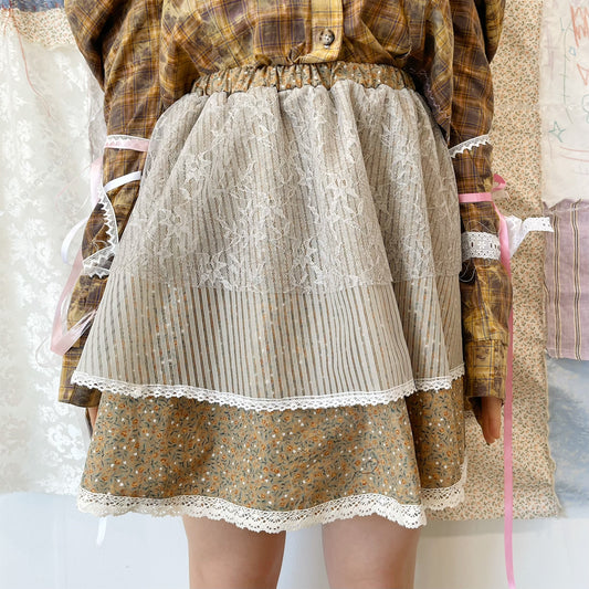 Layered mini Skirt / Brown / レイヤードミニスカート