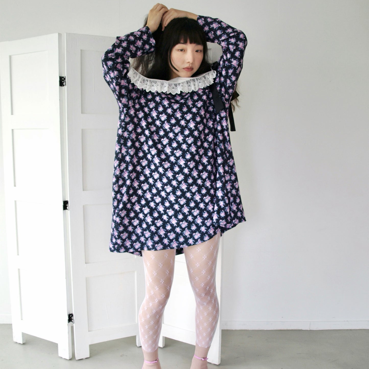 PIANO GIRL FLOWER / BLACK / レースカラードレス