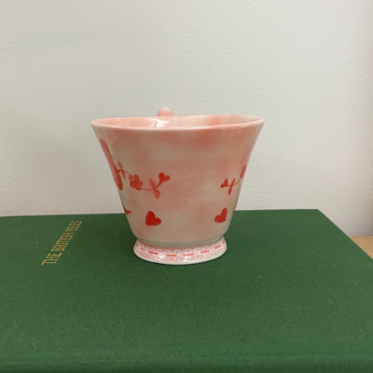 Red ribbon pink mug / レッドリボンピンクマグカップ