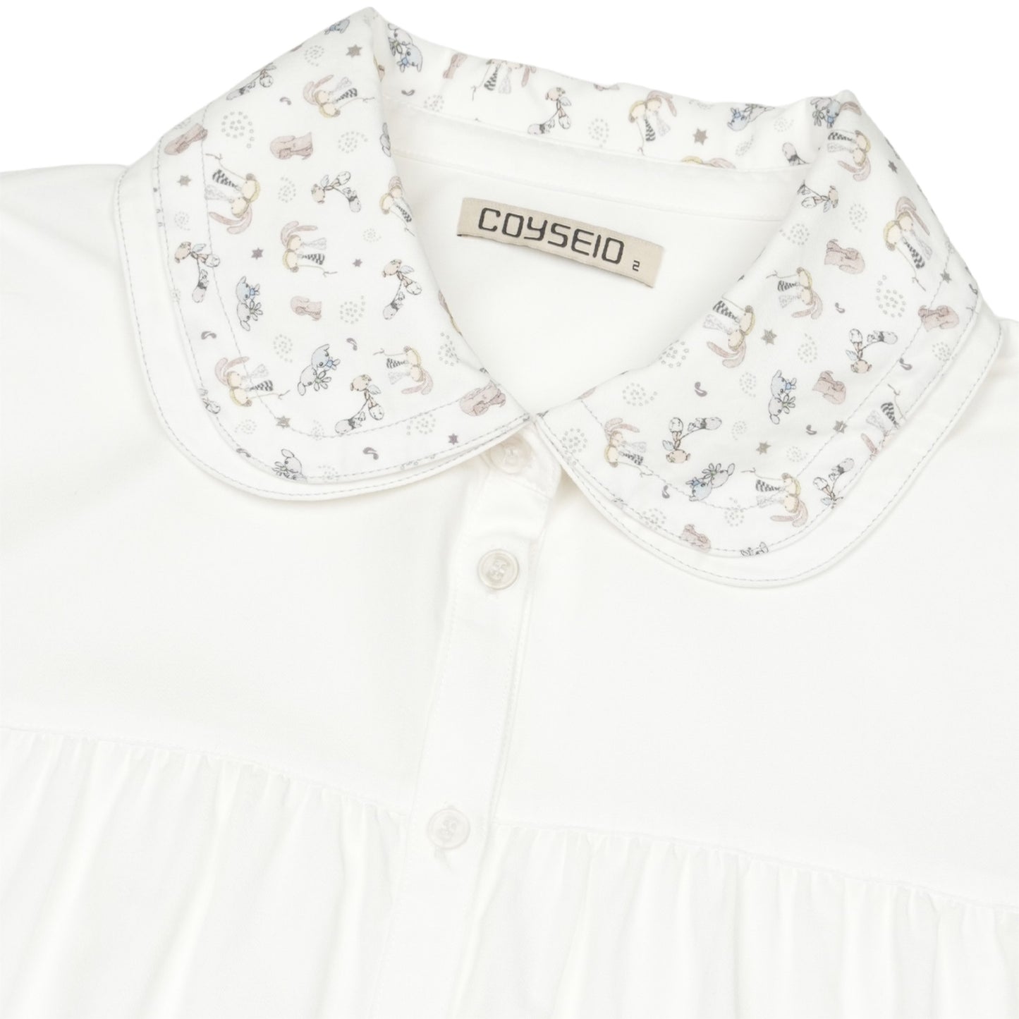 GRAPHIC ROUND COLLAR SHIRT / WHITE / グラフィックカラーシャツ