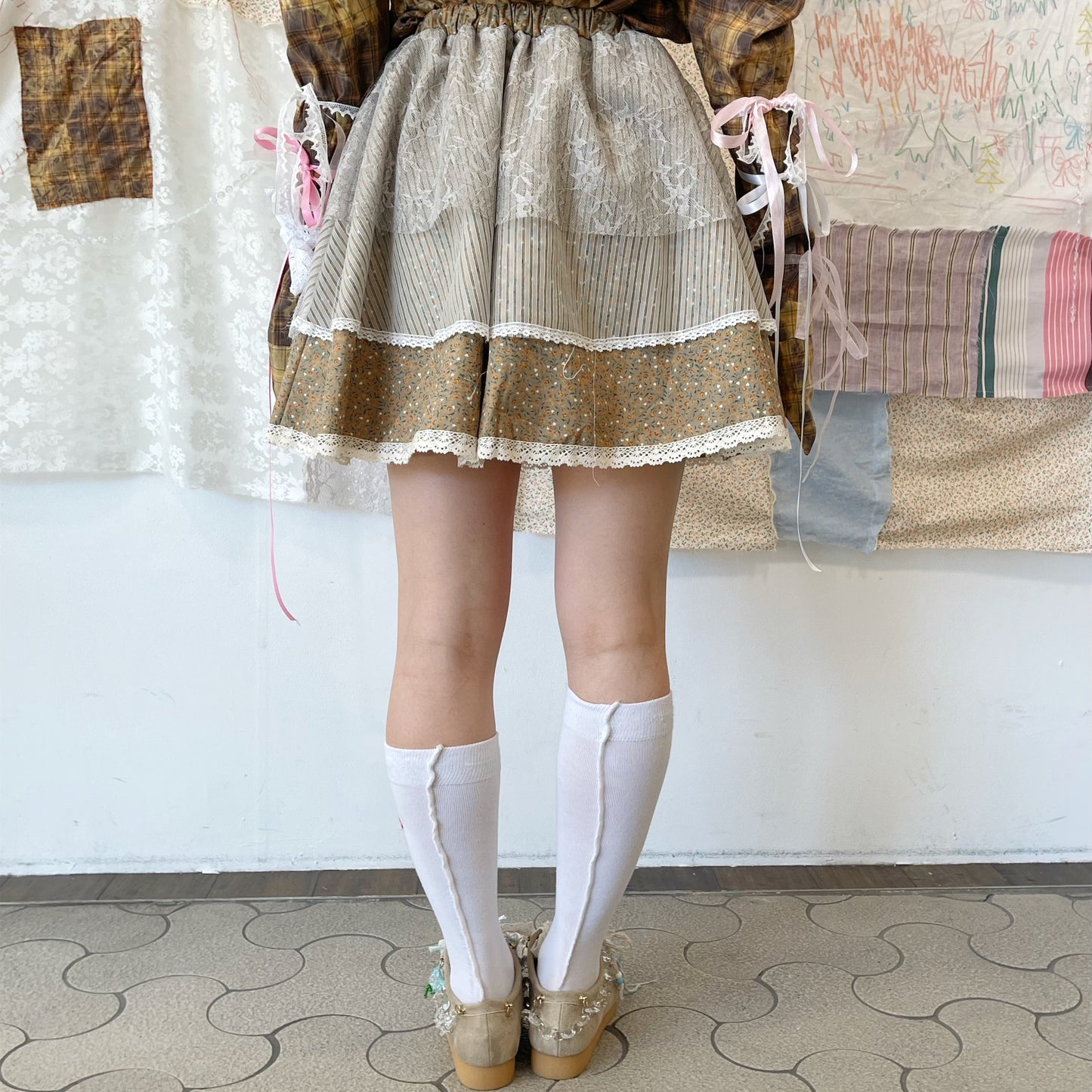 Layered mini Skirt / Brown / レイヤードミニスカート