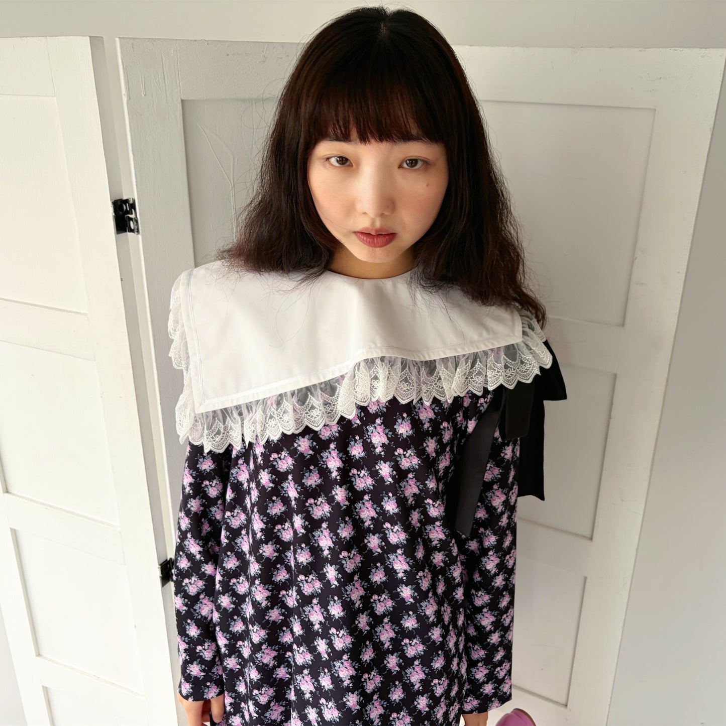 PIANO GIRL FLOWER / BLACK / レースカラードレス