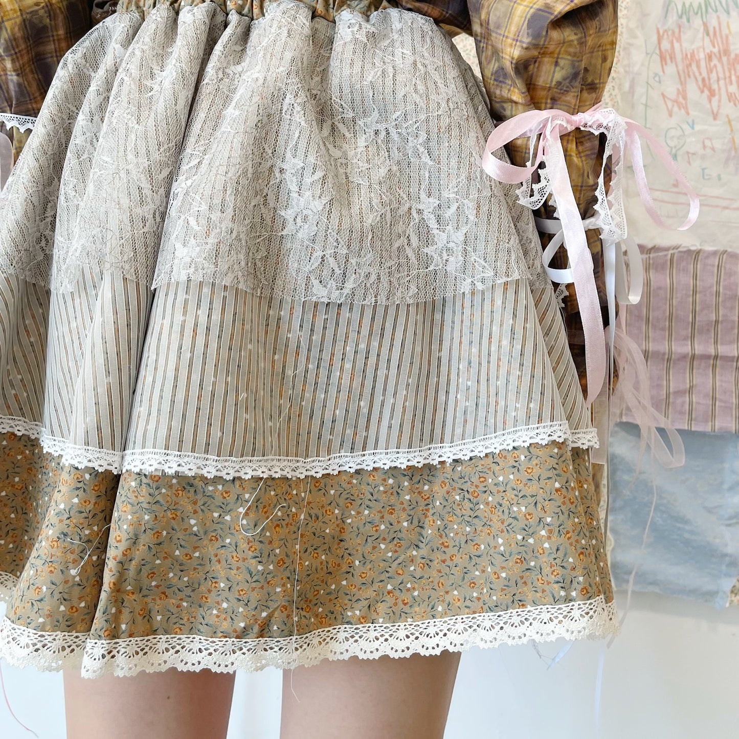 Layered mini Skirt / Brown / レイヤードミニスカート