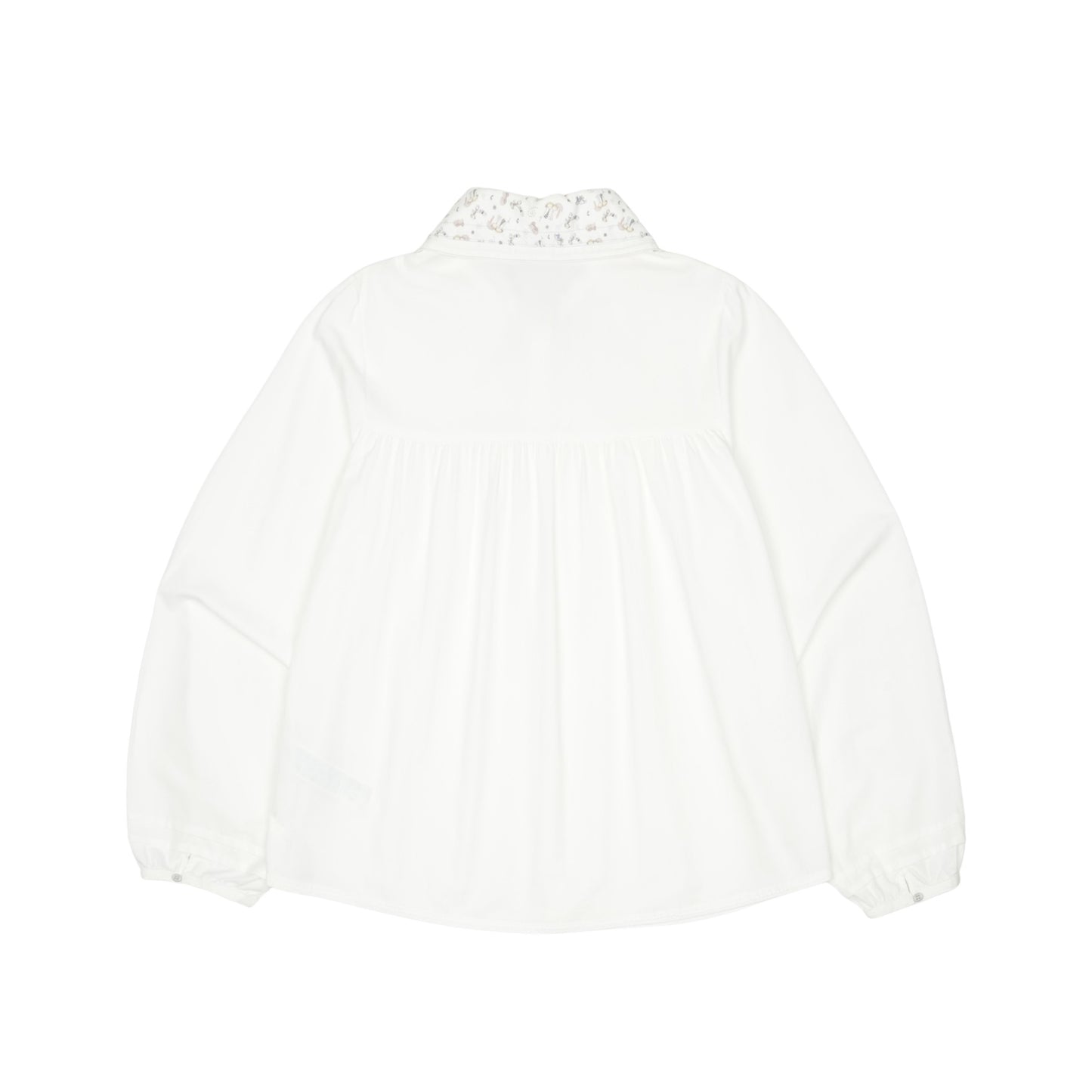 GRAPHIC ROUND COLLAR SHIRT / WHITE / グラフィックカラーシャツ
