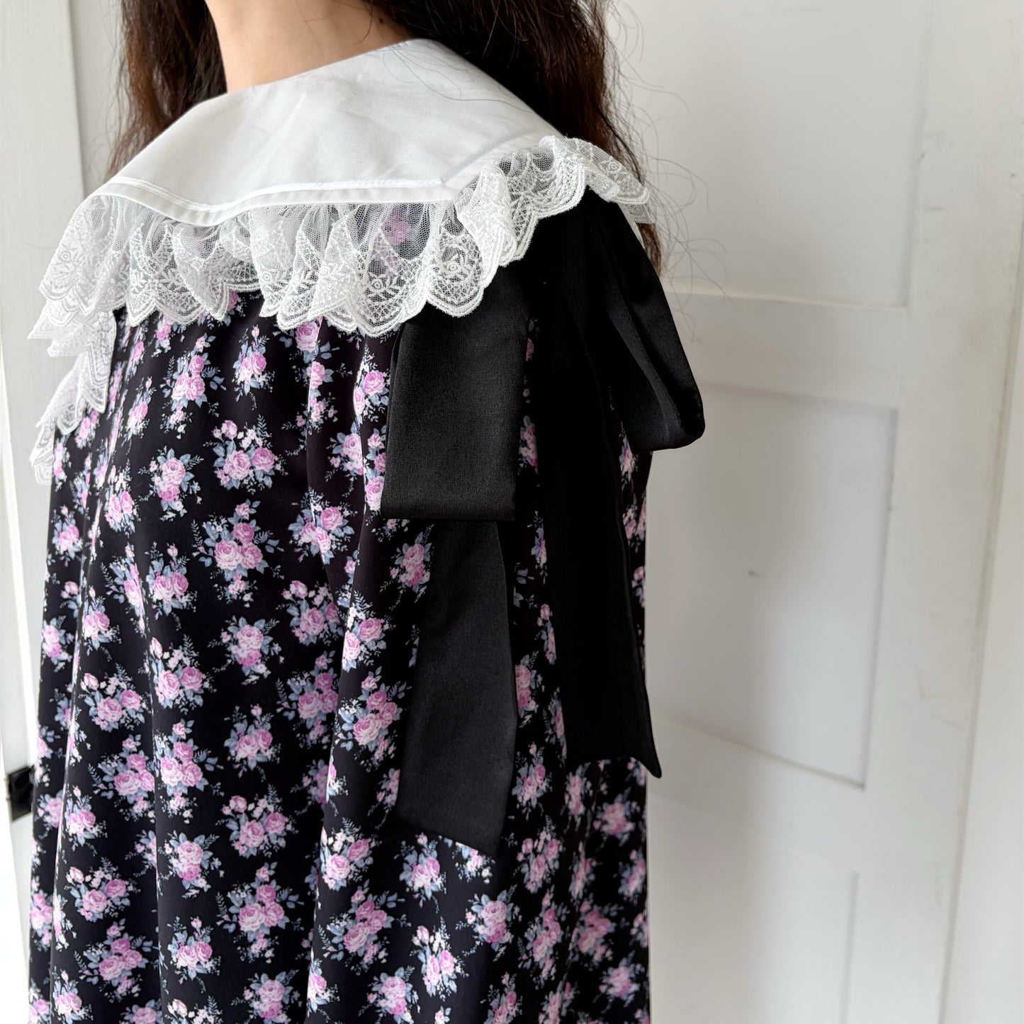 PIANO GIRL FLOWER / BLACK / レースカラードレス