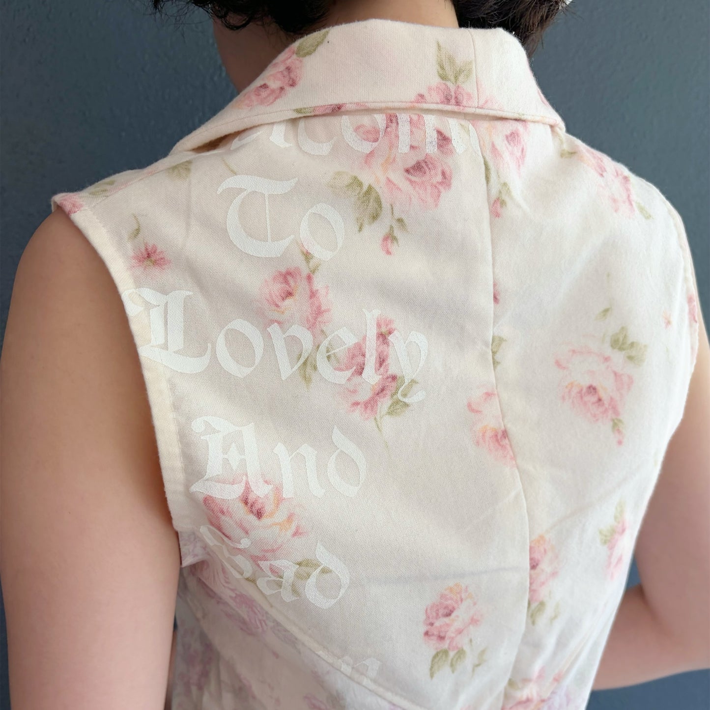 no sleeve zip up vest / flower / ノースリーブジップアップベスト