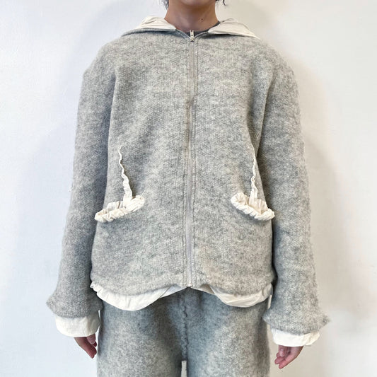 fulling hoody / gray / 縮絨ニットフーディー