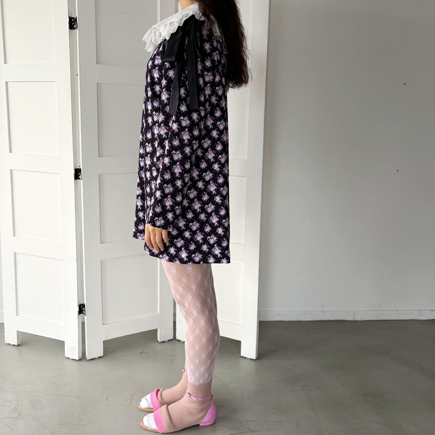 PIANO GIRL FLOWER / BLACK / レースカラードレス