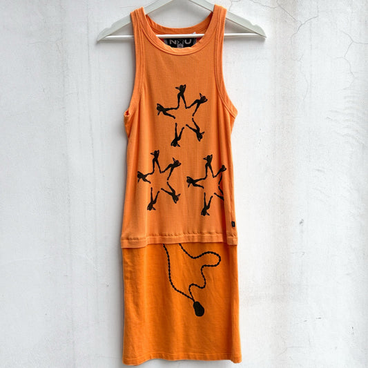 【GATEANDO POR TUS NUBES】TANK TOP DRESS / ORANGE / タンクトップドレス
