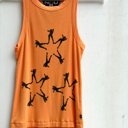 【GATEANDO POR TUS NUBES】TANK TOP DRESS / ORANGE / タンクトップドレス