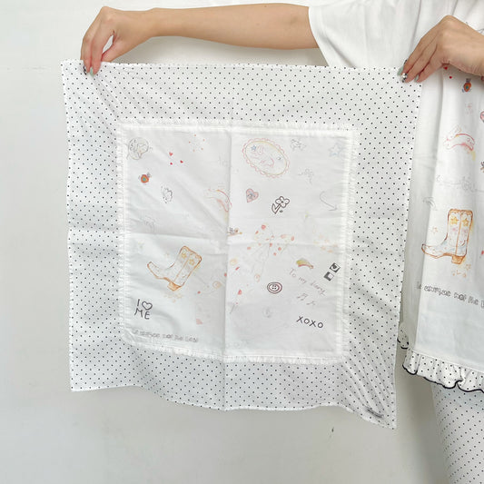 Tilda head scarf / White / ドローイングプリントスカーフ