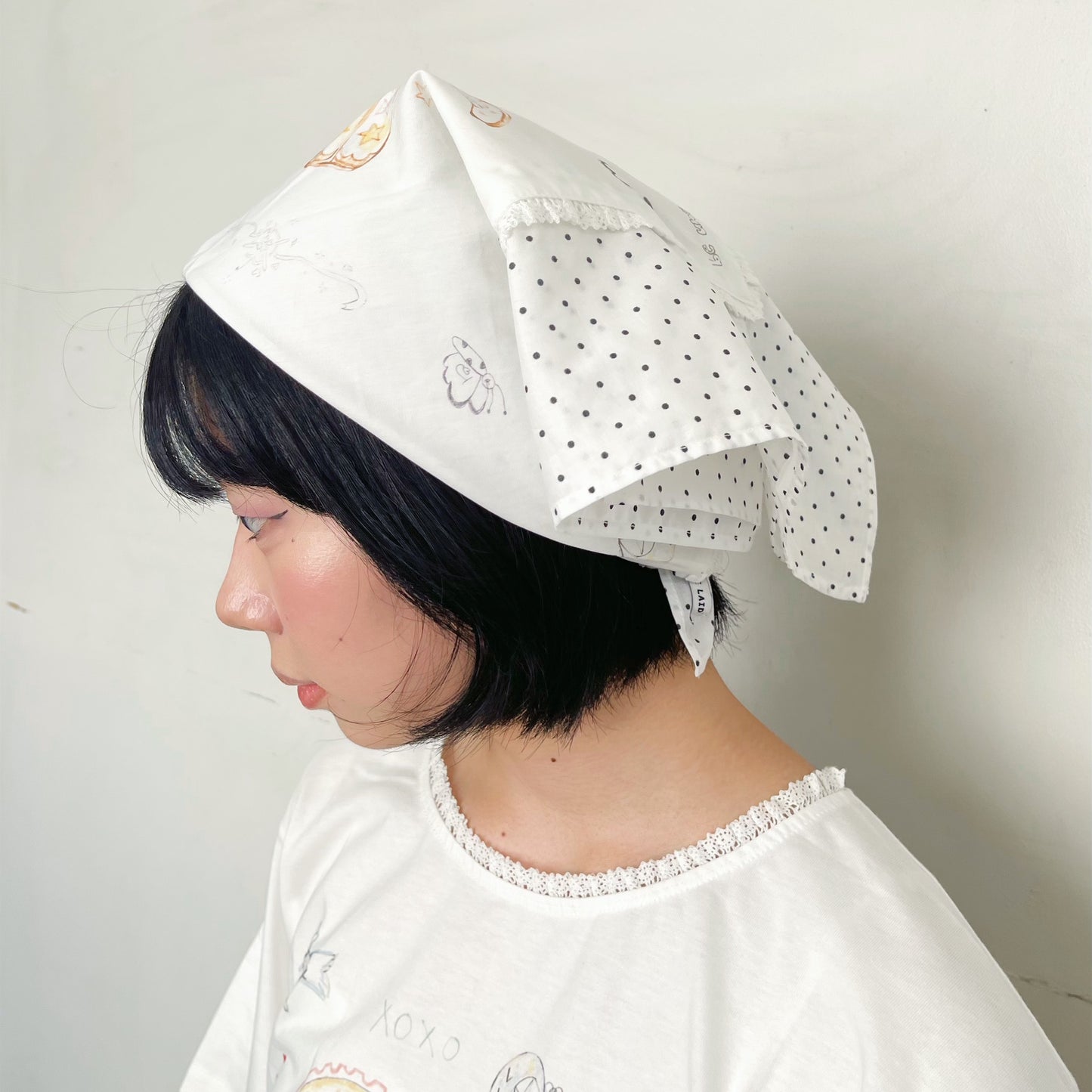スカーフ [JOLIE LAIDE] Tilda head scarf JOLIE LAIDE] Tilda drawing head scarf 正規品 韓国ブランド