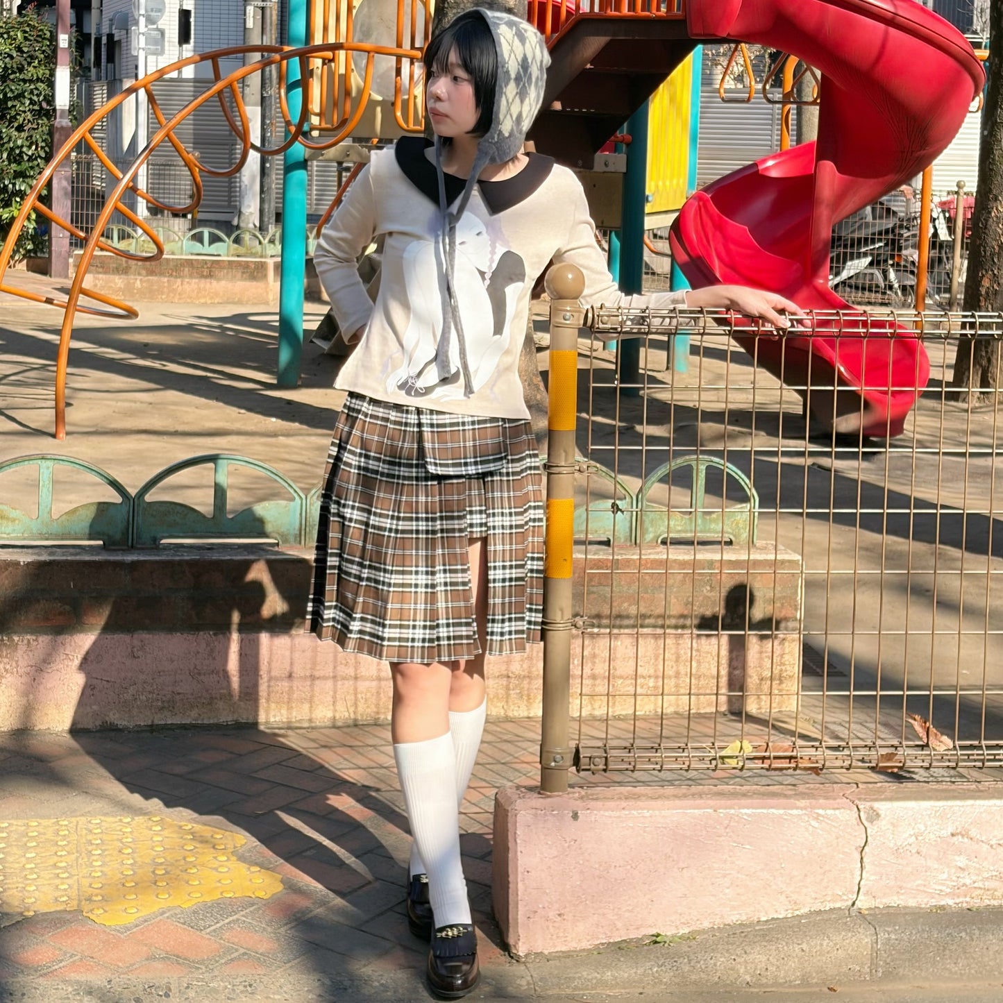 [fa.er.ie] check pocket pleated skirt pants / beige / プリーツスカートパンツ