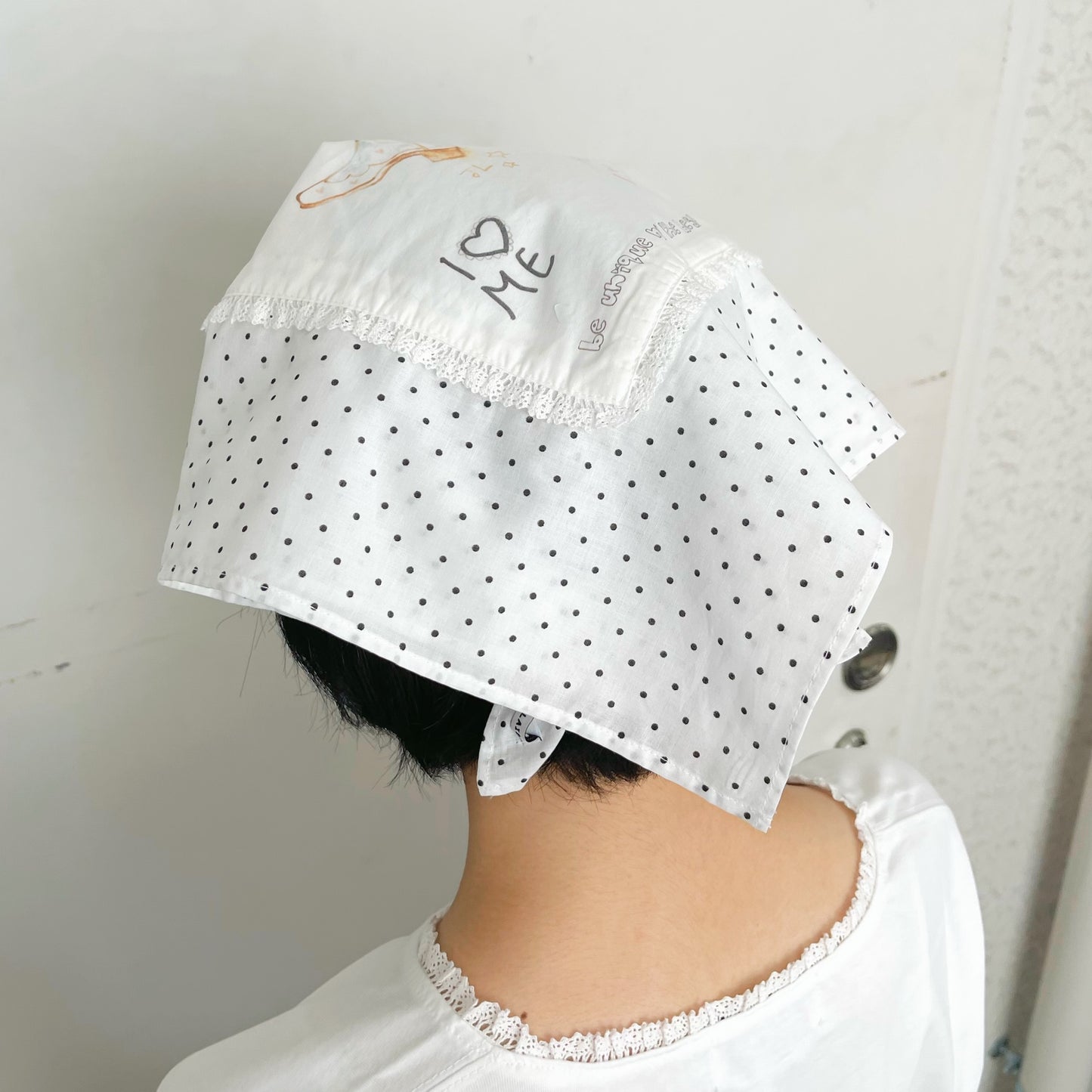 スカーフ [JOLIE LAIDE] Tilda head scarf Tilda head scarf / White / ドローイングプリントスカーフ