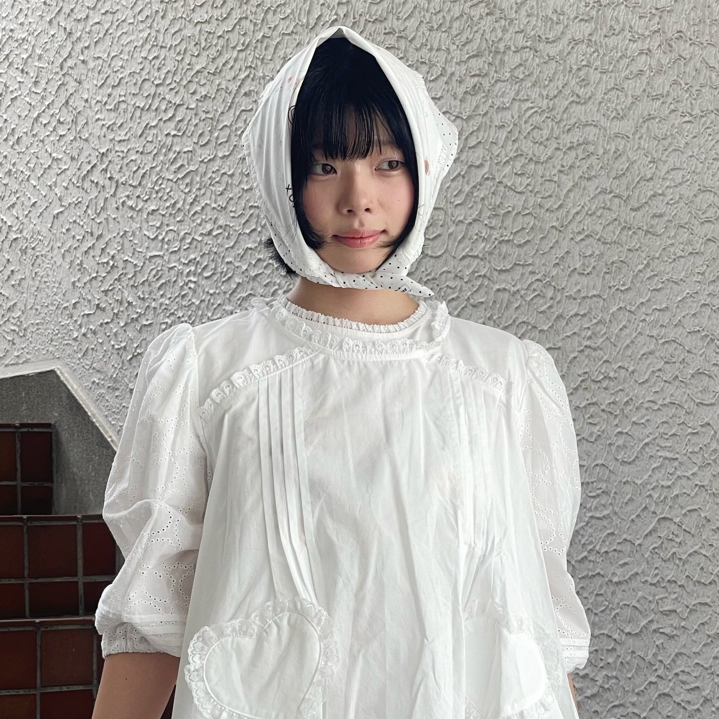 スカーフ [JOLIE LAIDE] Tilda head scarf Tilda head scarf / White / ドローイングプリントスカーフ
