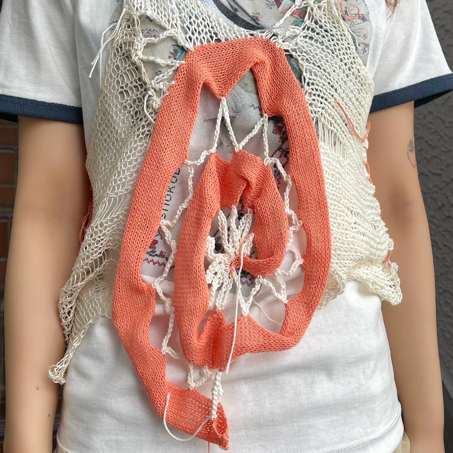 Gear Knit top / Beige×Orange / ギアニットトップ