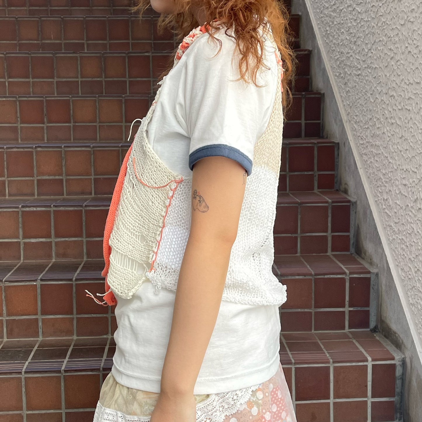 Gear Knit top / Beige×Orange / ギアニットトップ