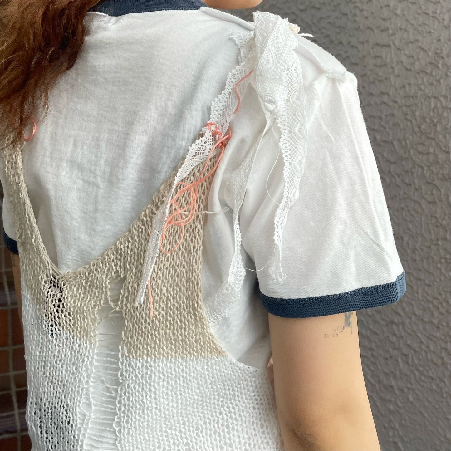 Gear Knit top / Beige×Orange / ギアニットトップ