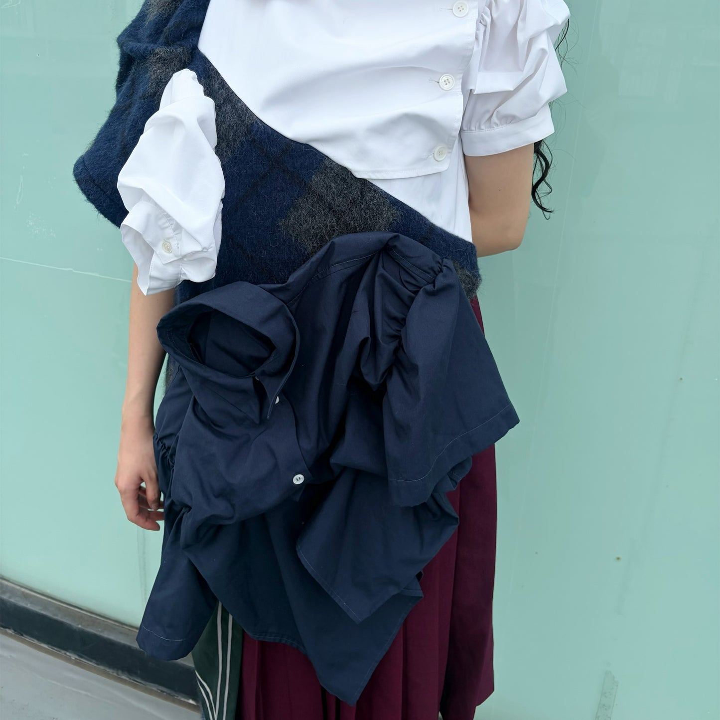 CONFUSING DRESS / WHITE - NAVY / ユニークドレス