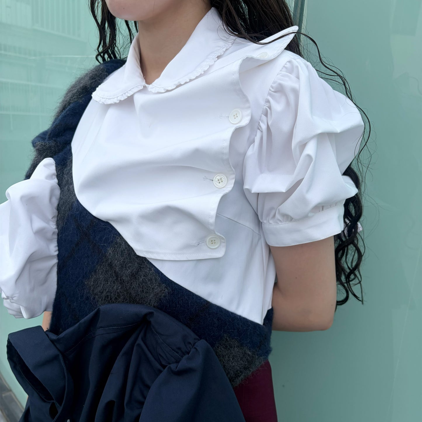 CONFUSING DRESS / WHITE - NAVY / ユニークドレス