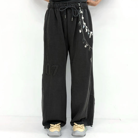 Raw Edge Graphic Sweatpants / Charcoal / プリントスウェット