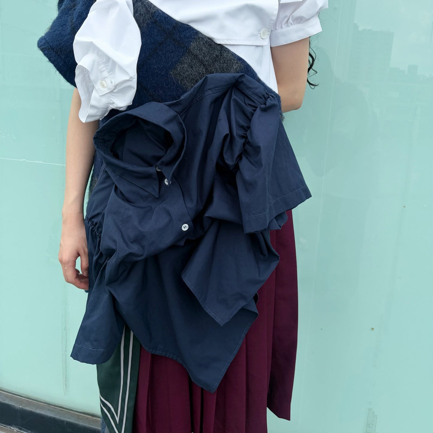 CONFUSING DRESS / WHITE - NAVY / ユニークドレス