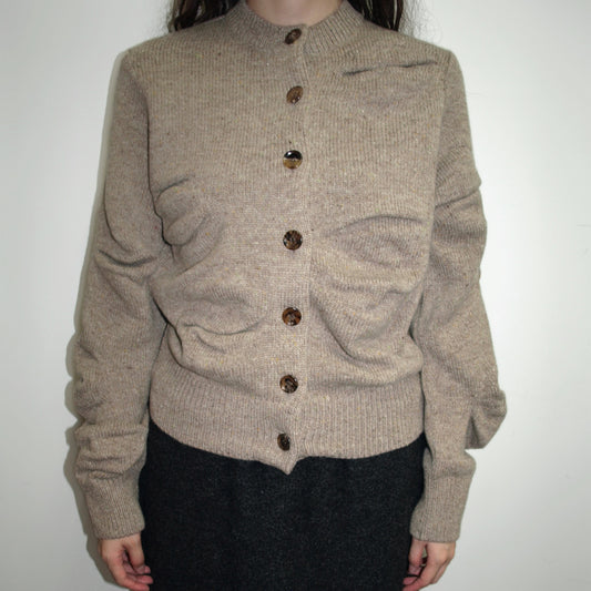 unstable cardigan / beige / シルエットニットカーディガン