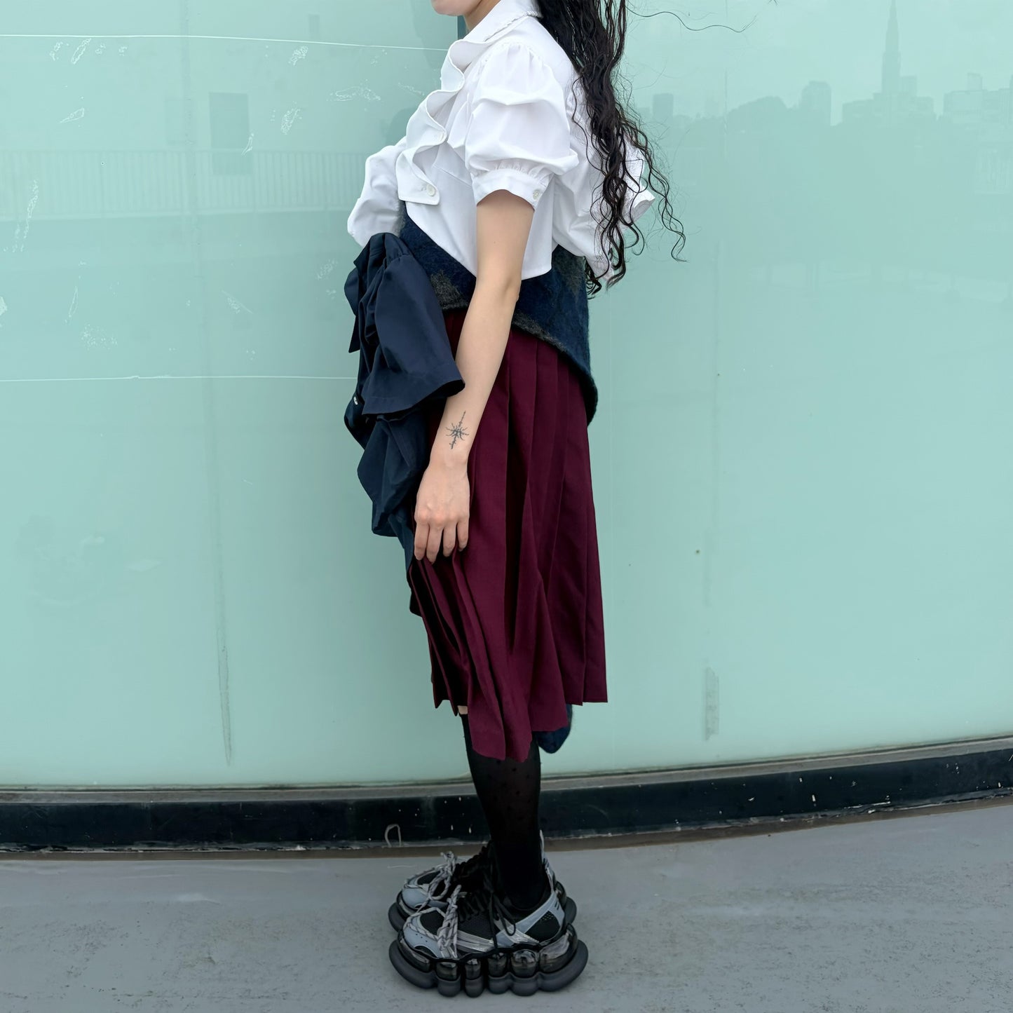 CONFUSING DRESS / WHITE - NAVY / ユニークドレス