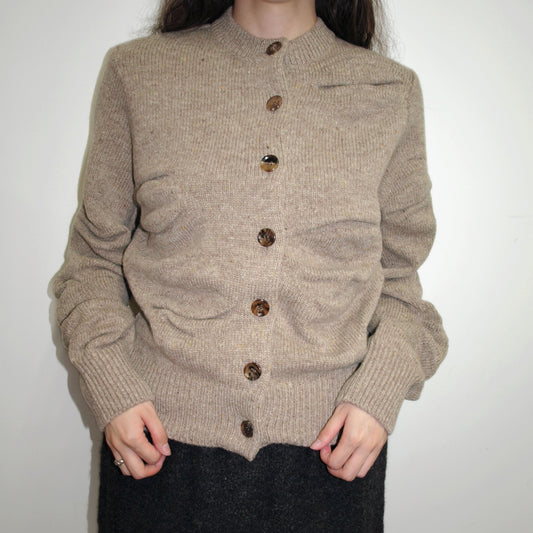 unstable cardigan / beige / シルエットニットカーディガン