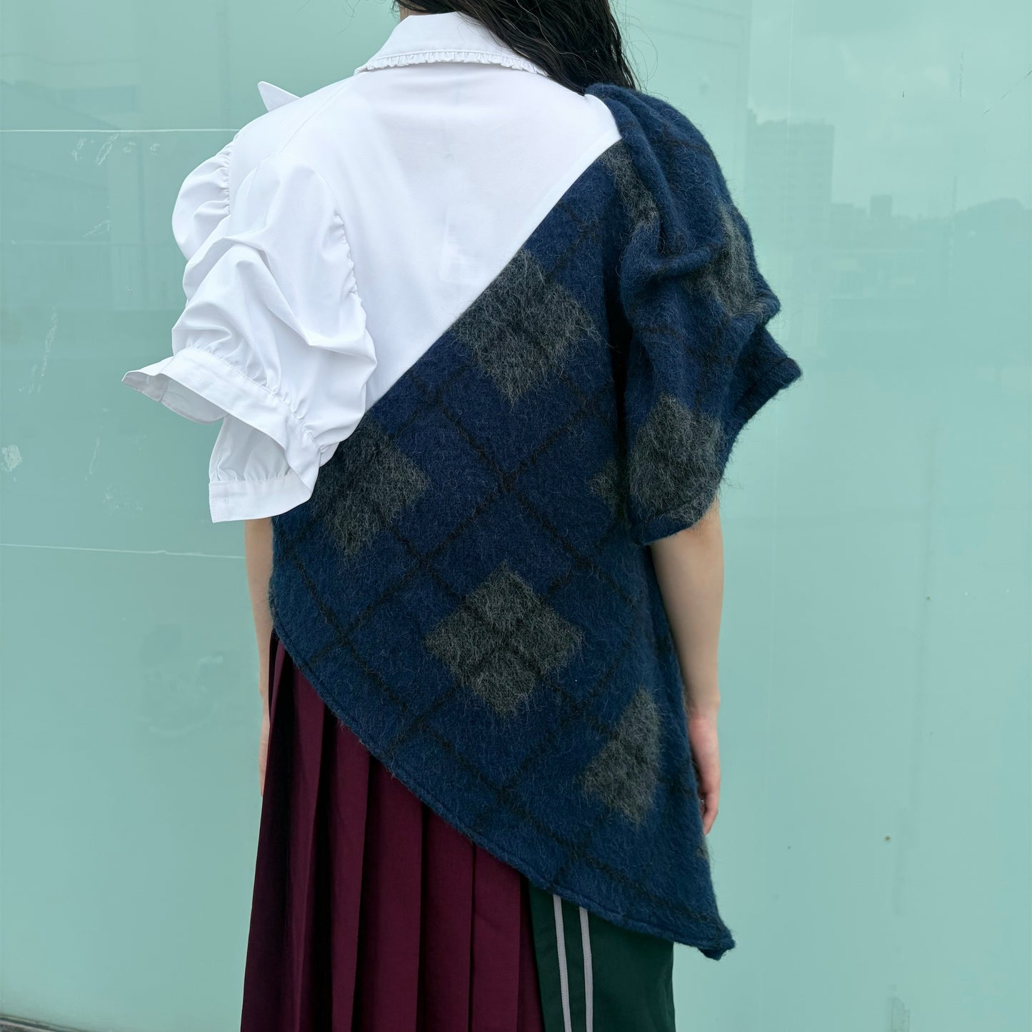 CONFUSING DRESS / WHITE - NAVY / ユニークドレス