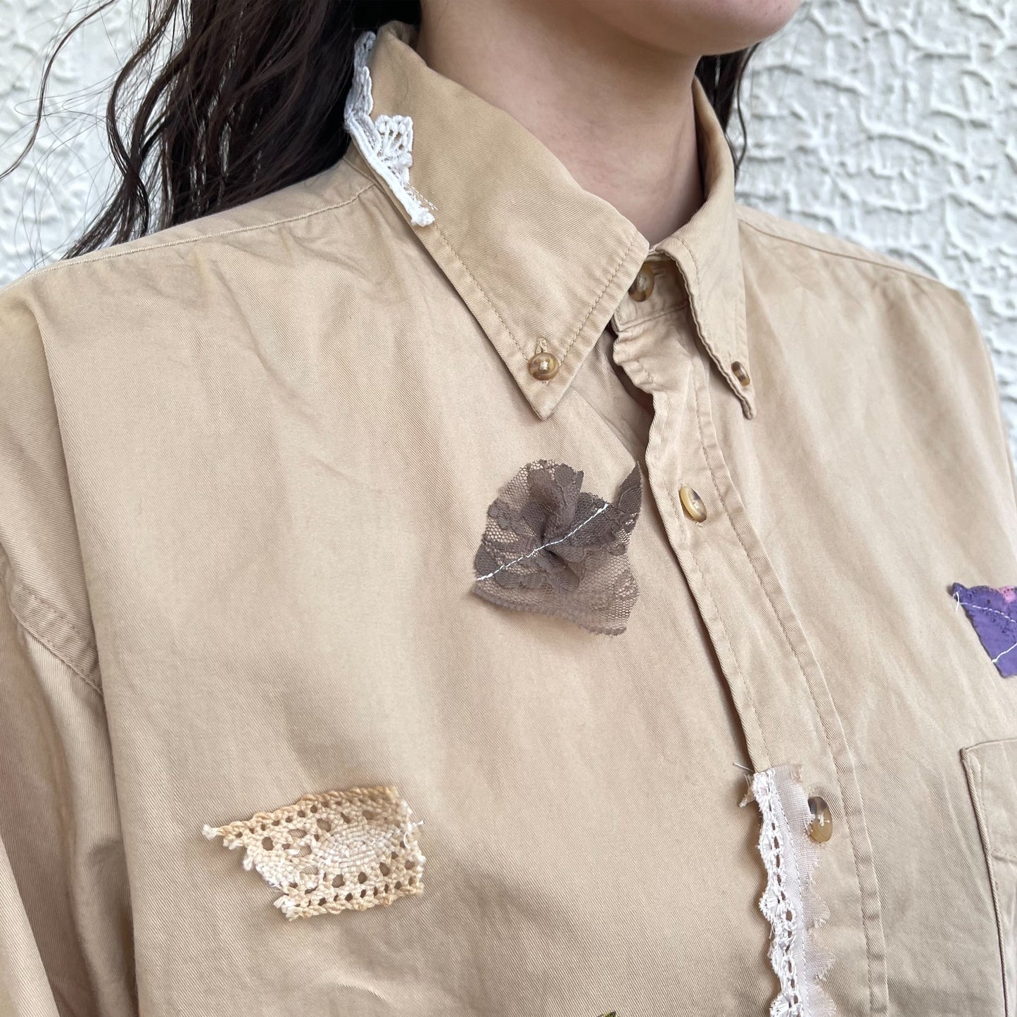 【trust teji 】Long sleeve couple blouse+ / Beige / ロングスリーブカップルブラウス