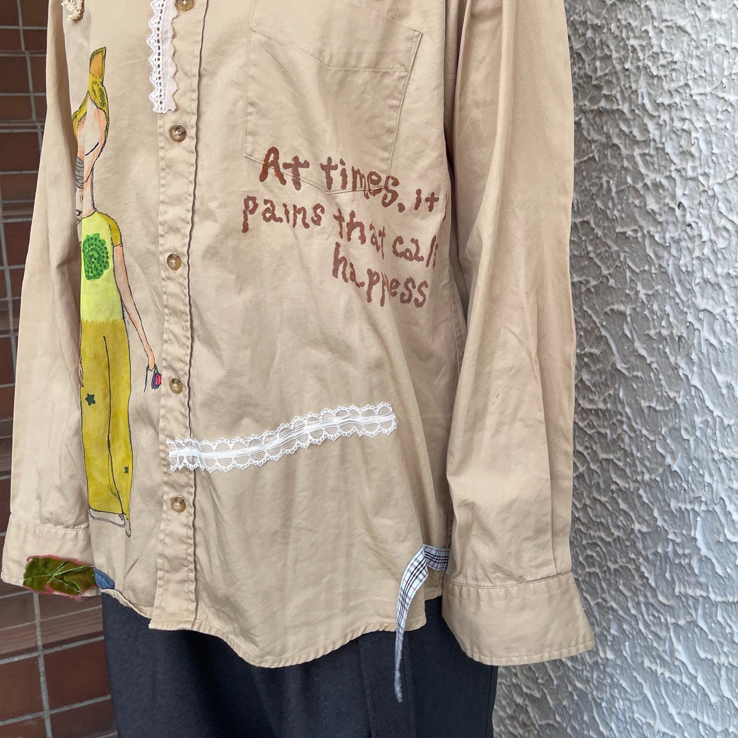 【trust teji 】Long sleeve couple blouse+ / Beige / ロングスリーブカップルブラウス