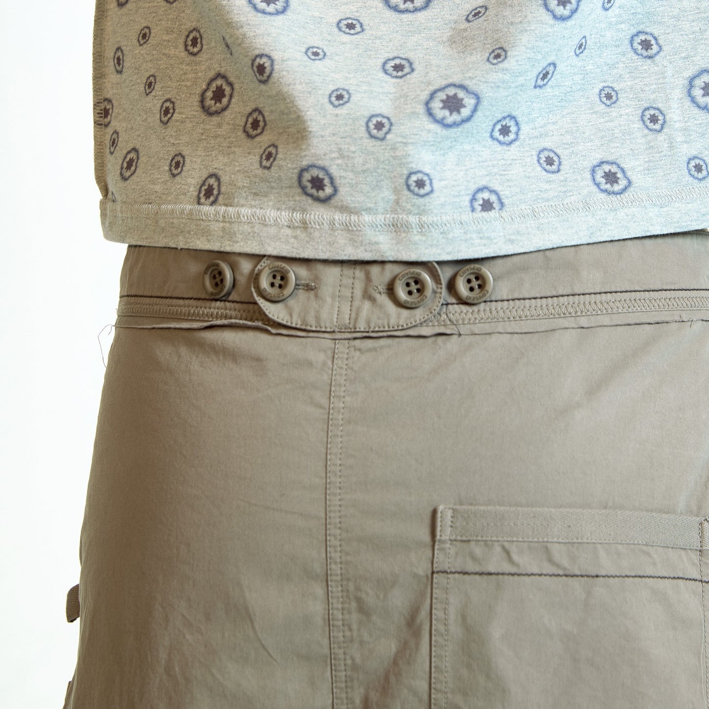 RAW EDGE COTTON SKIRT / ASH BROWN / 切りっぱなしスカート