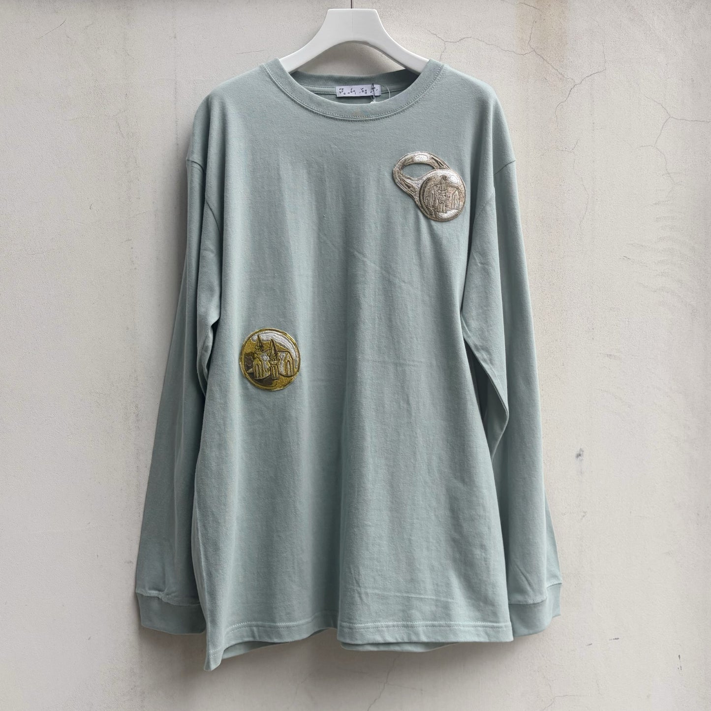 coin and ring embroidery long sleeve t shirt / green / 刺繍ロングスリーブTシャツ