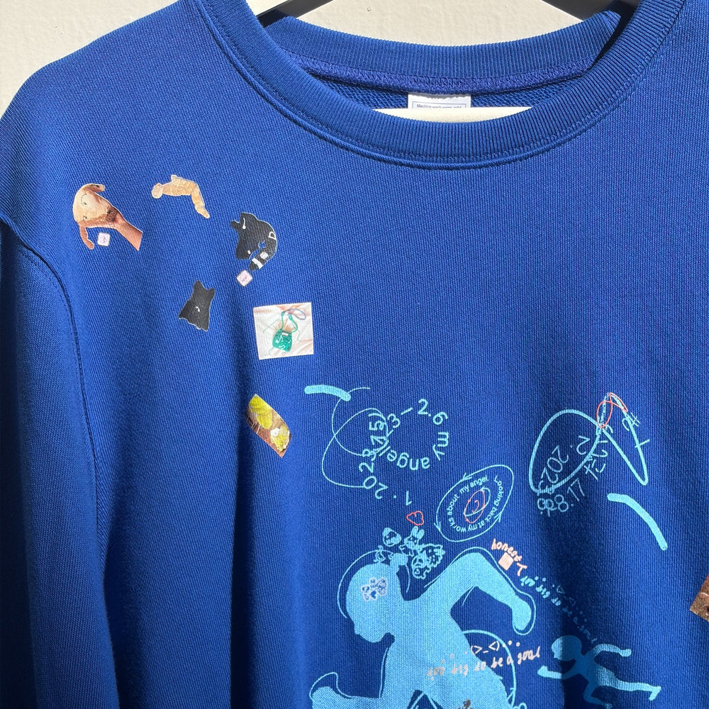 looking back sweat / blue / プリントスウェット