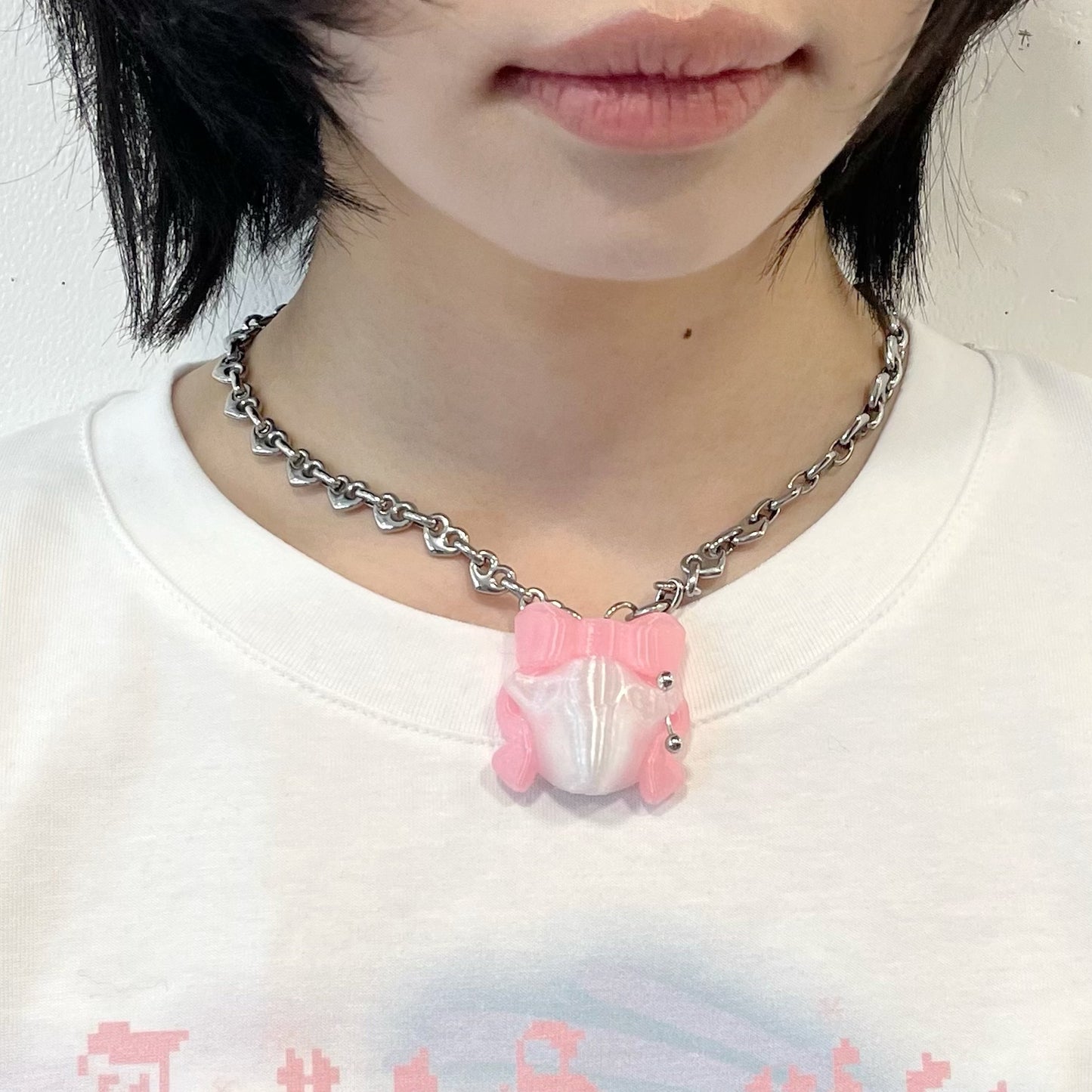 SHEEP LIMITED】SHEEP CUSTOM NECKLACE / Clear White + Clear Pink