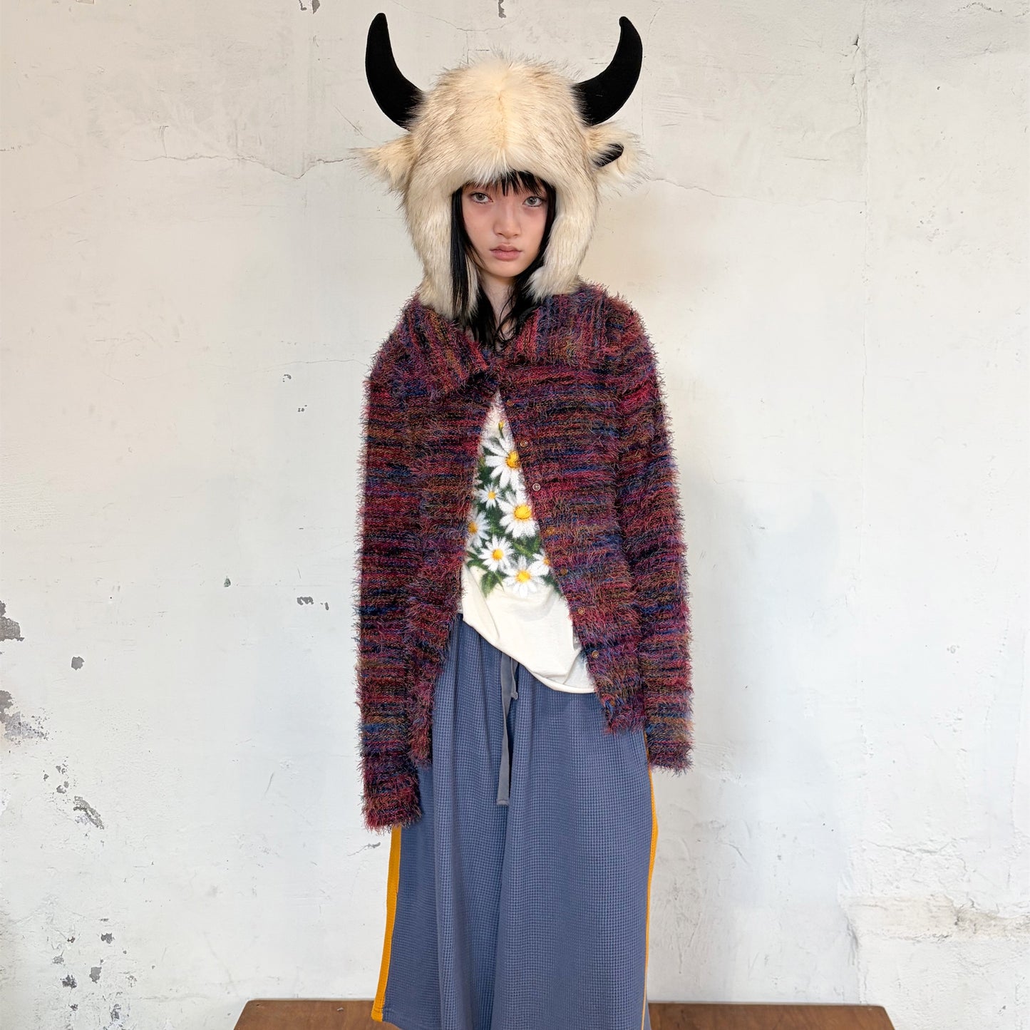 [F.E.E.S] mixed yarn cardigan / navy / ミックスヤーンカーディガン