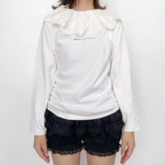 Angelic wings long Tee / White / ロングスリーブTシャツ