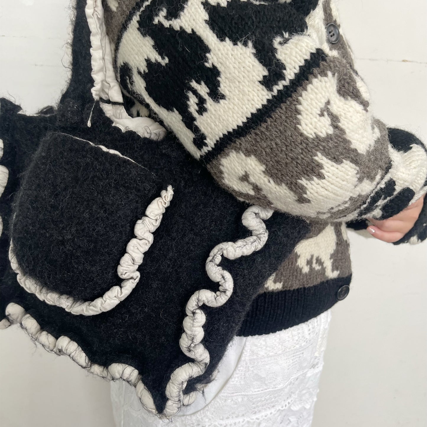 fulling bag mini / charcoal gray / 縮絨ミニトートバッグ