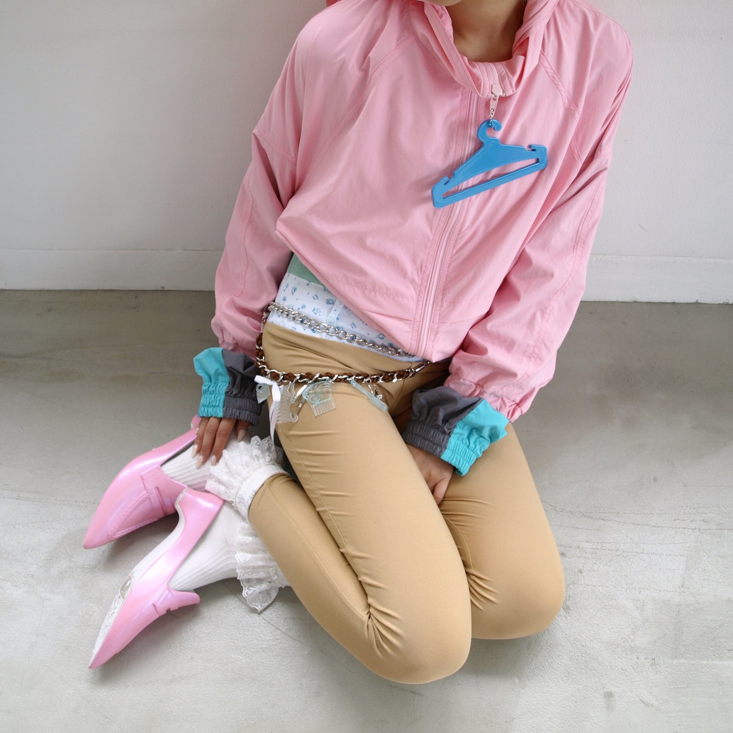 DOUBLE SLEEVE TRACK JACKET / POWDER PINK / ダブルスリーブトラックジャケット
