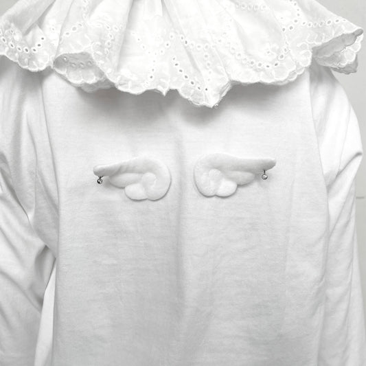 Angelic wings long Tee / White / ロングスリーブTシャツ