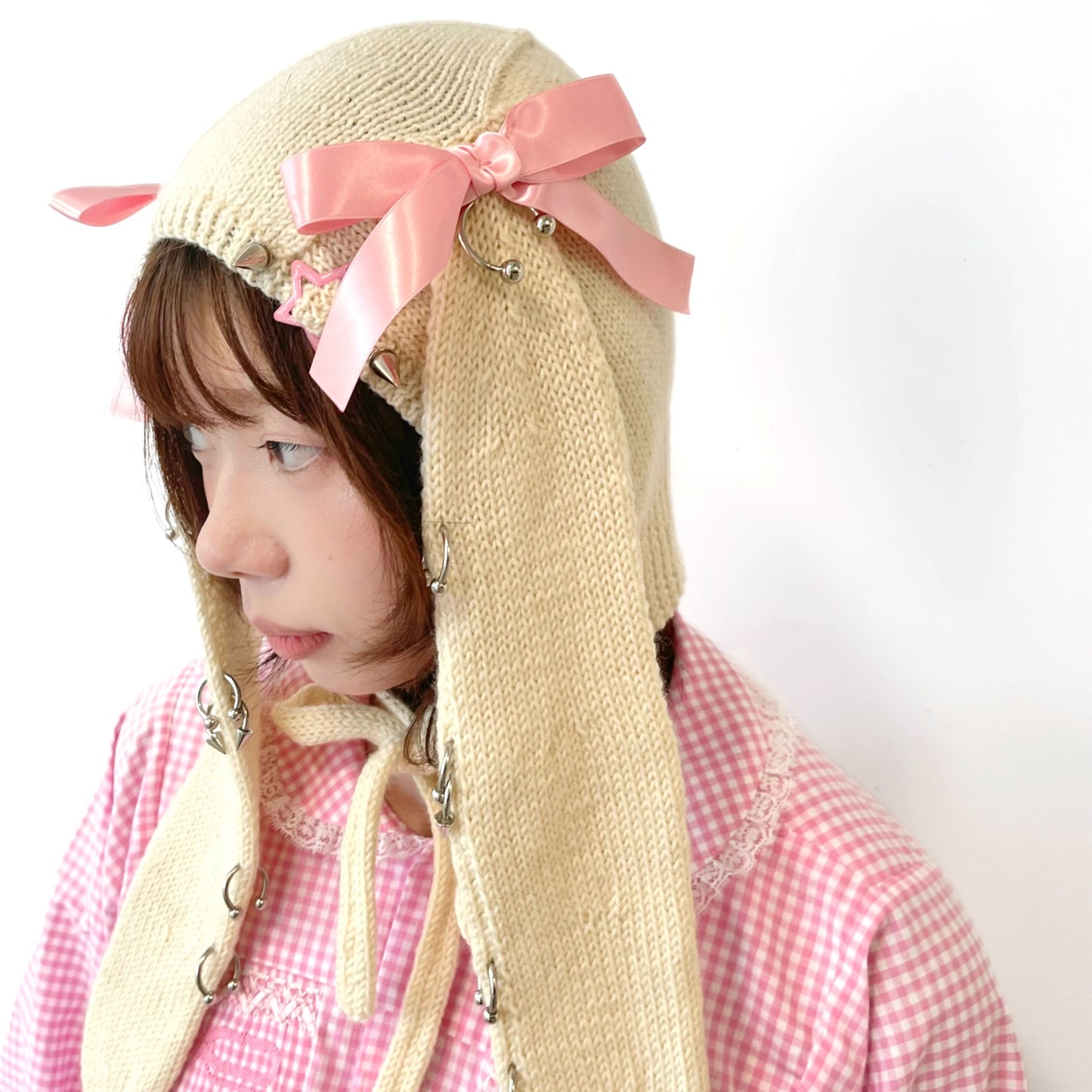 Bunny bonnet / Ivory x Pink / バニーボンネット