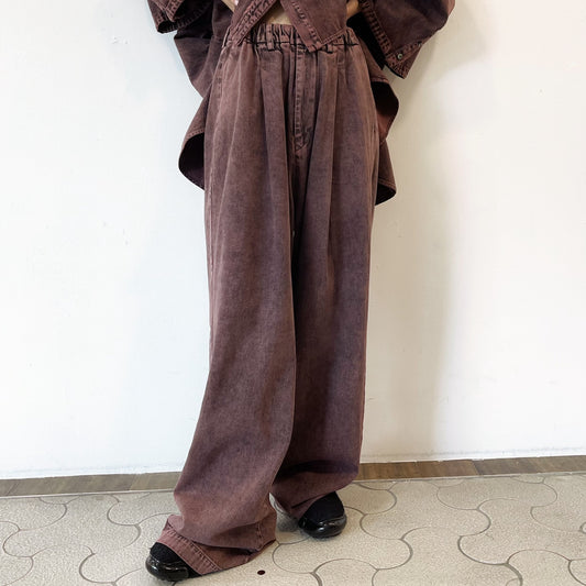 DENIM WIDE TROUSERS / BROWN / ワイドデニム