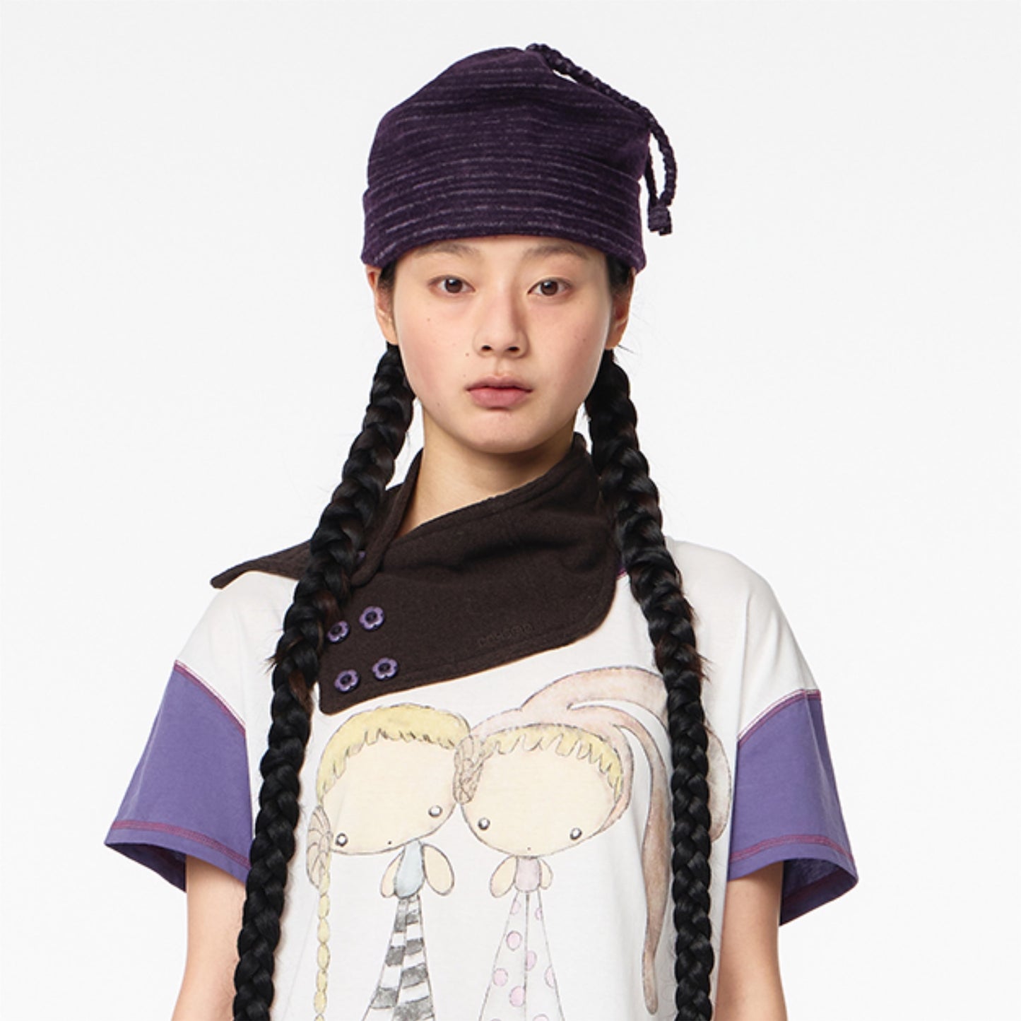 BRAIDED FLEECE BEANIE / PURPLE / フリースビーニー