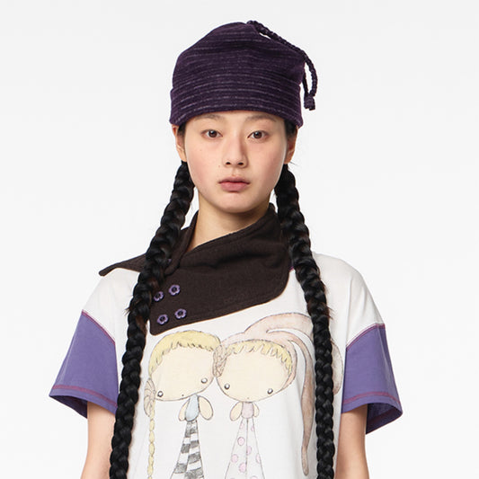 BRAIDED FLEECE BEANIE / PURPLE / フリースビーニー